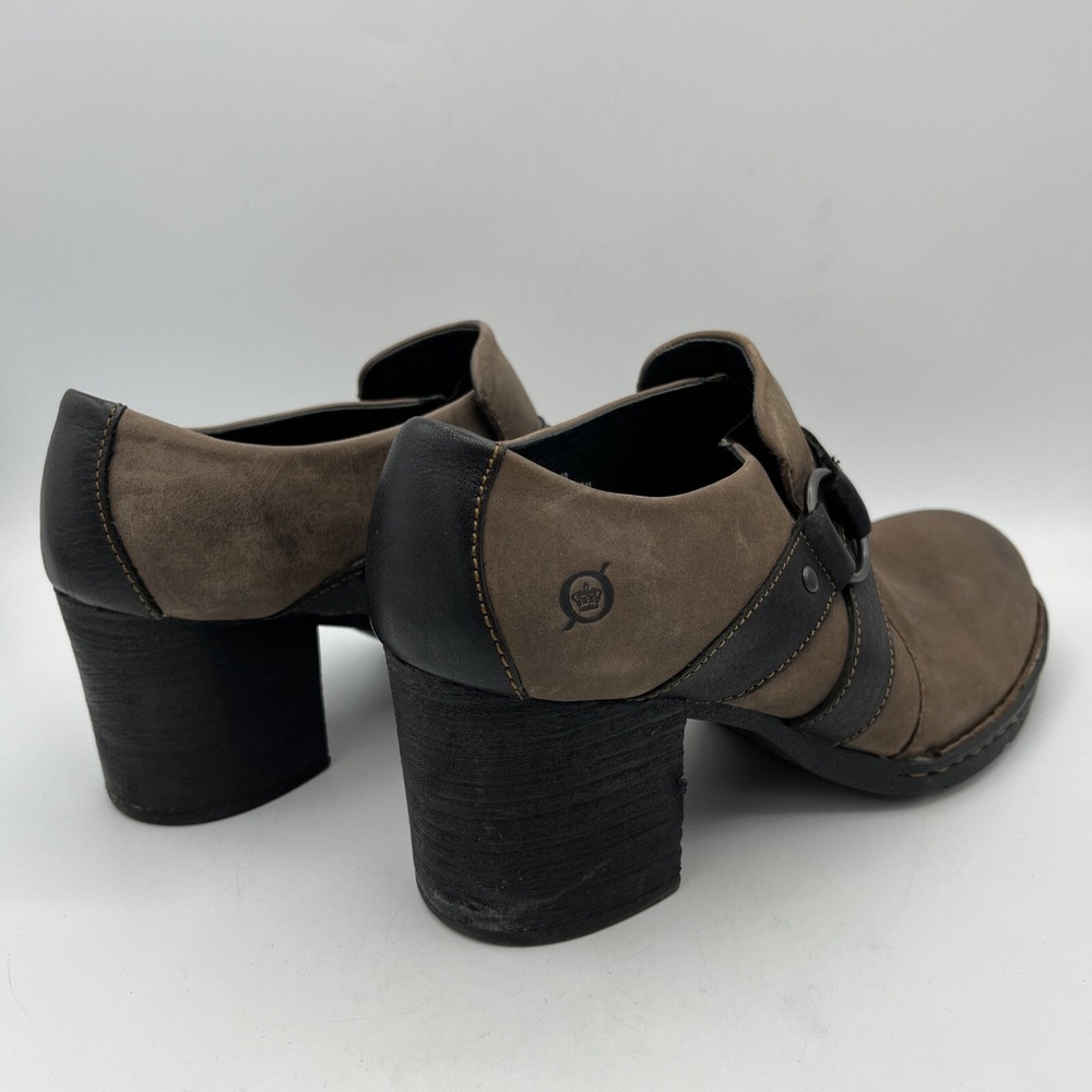 Born Leather Strappy Booties Womens US 8.5 M EU 40 Slip On Harness Chunky Heel - Picture 7 of 16